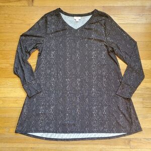 Lularoe Elizabeth Long Sleeve Black Gray‎ Print Size Med